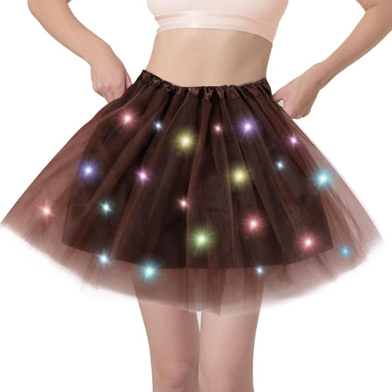 Rainbow Light-up Skirt Glowing Puff Skirt Angel Fairy Princess and Elf Short Skirt Magic Set Tulle Skirt Fluffy Layered Tulle Tutu Skirt