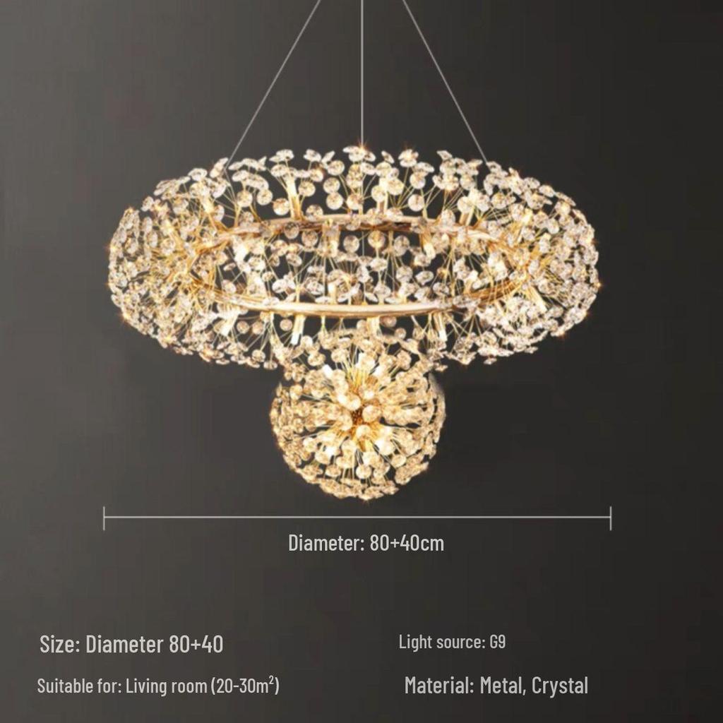 Nordic Dandelion Crystal Pendant Light for Living Room, Bedroom & Bar - Luxurious Creative Style Lighting