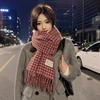 New Qianniao imitation cashmere plaid scarf winter Korean version versatile ins knitted shawl warm scarf premium