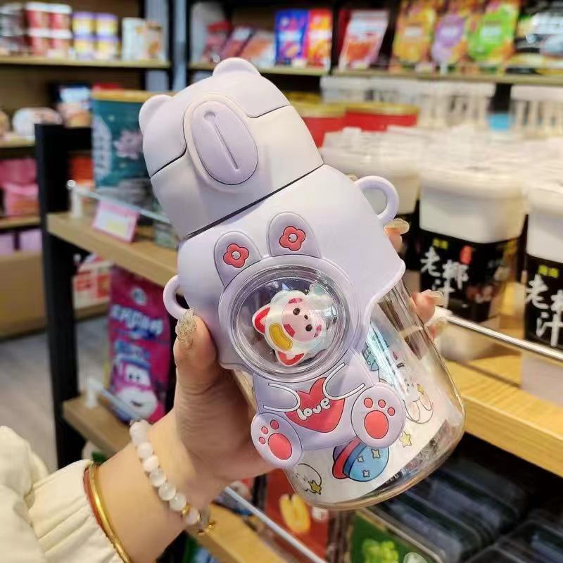 

Children s High Borosilicate Glass Water Cup with Straw Single Cup 600ml