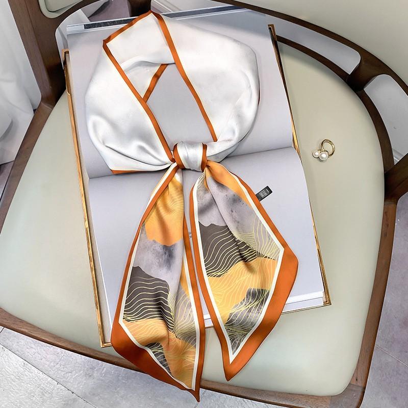 

Fashion Print Hair Ribbon Scarf Women Neck Tie Bag Scarfs Satin Silk Skinny Headscarves Ladies Foulard Floral Bands