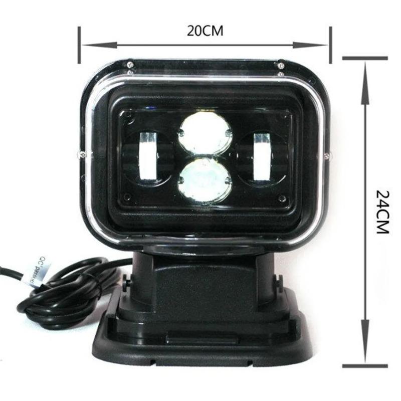 LED Marine Searchlight,60W 12V24V Remote Control Spotlight,360 Degree Rotating Work Light,for Boat Truck SUV 4x4 Off-Road,7 Inch