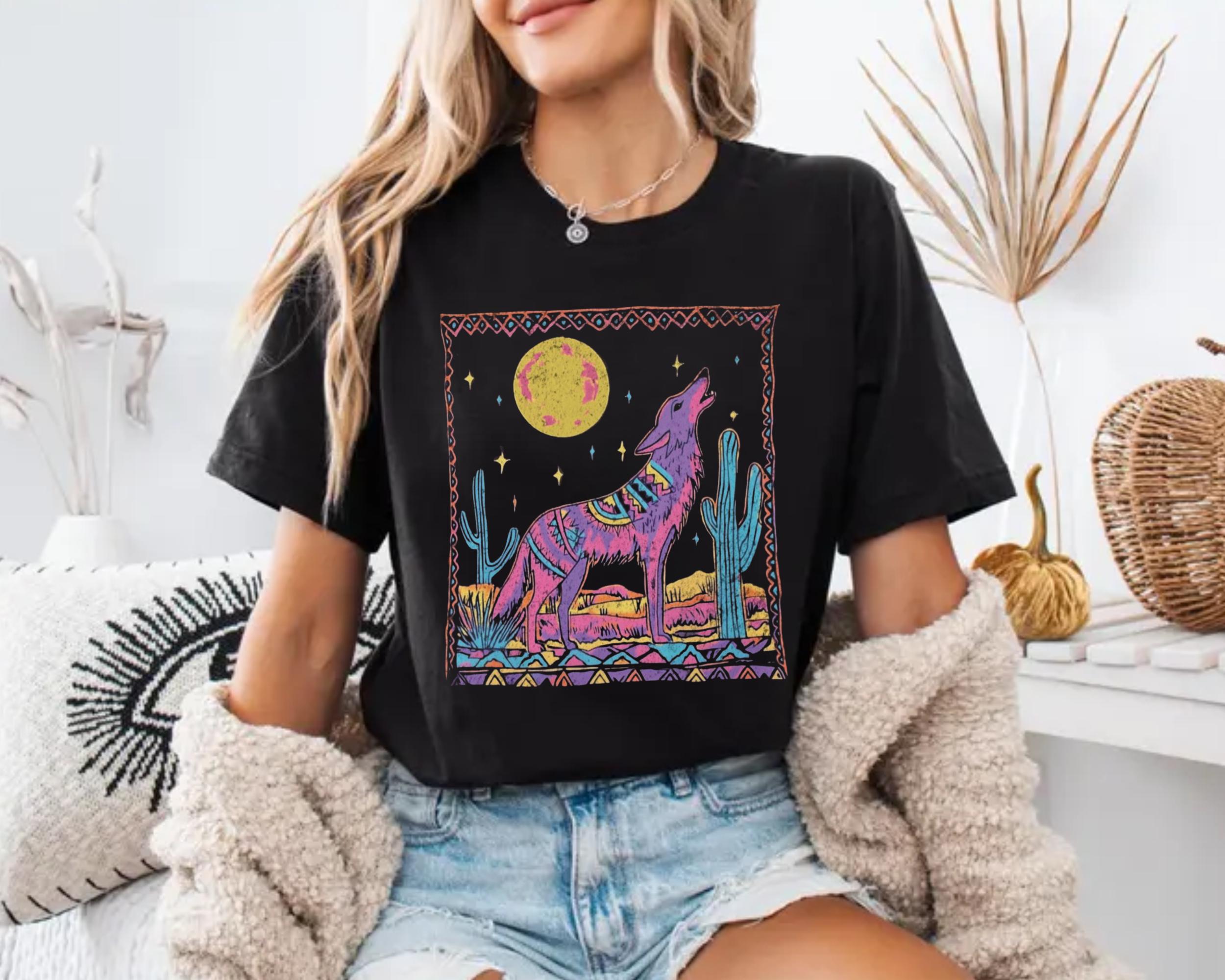 

Womens Plus Size Girls Retro Arizona Coyote Tshirt Cotton BreathableFashionable and Versatile Unisex Streetwear Oversized XL