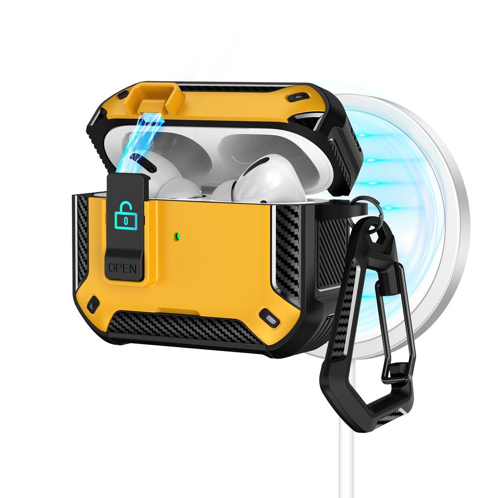 For AirPods Pro 2 Case Compatible with MagSafe TPU PC Earbuds Cover with Carabiner/Stand