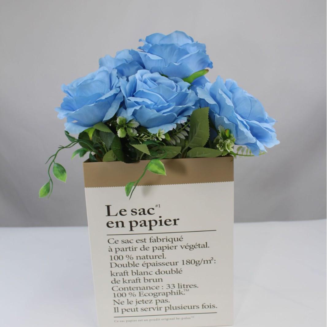 

7-Head Mona Rose Artificial Flowers for Wedding, Hall, Hotel Scenery Décor синій