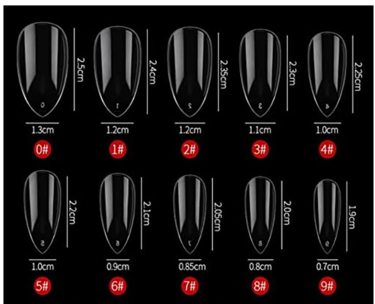 NPAH Almond Nail Tips 500Pcs Clear Full Cover Press On False Nails for Acrylic Nail Tips, 10 Sizes (CLEAR,6C)