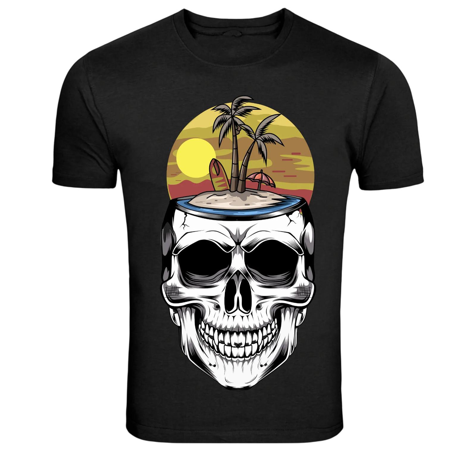 Skeleton Surfing Ocean Wave Funny Summer Graphic T-Shirt S