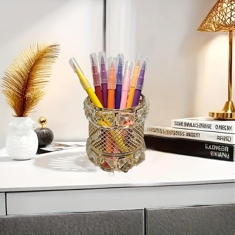 1Pcs New European-style Metal Makeup Brush Storage Tube, Home Office Pen Holder, Dressing Table Beauty Brush Bucket, Decorative Ornament Vase
