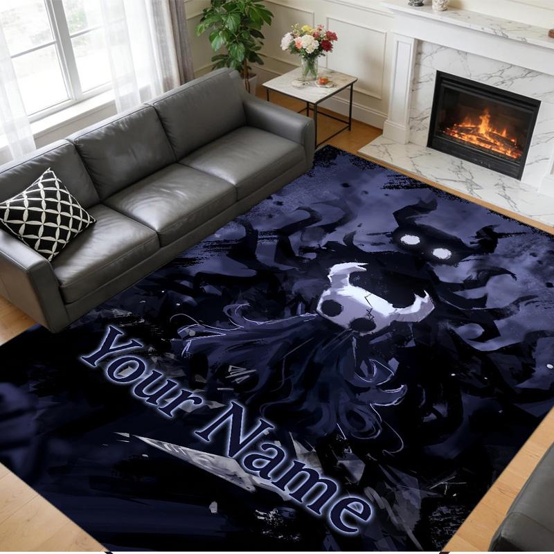 Crystal Velvet Rug Custom Name Text, Soft Non Slip Floor Mat Home DecorHollow Knight