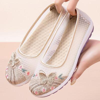 Letnie Nowe Płaskie Płócienne Buty Damskie Cienkie Antypoślizgowe Oddychające Buty z Siatki