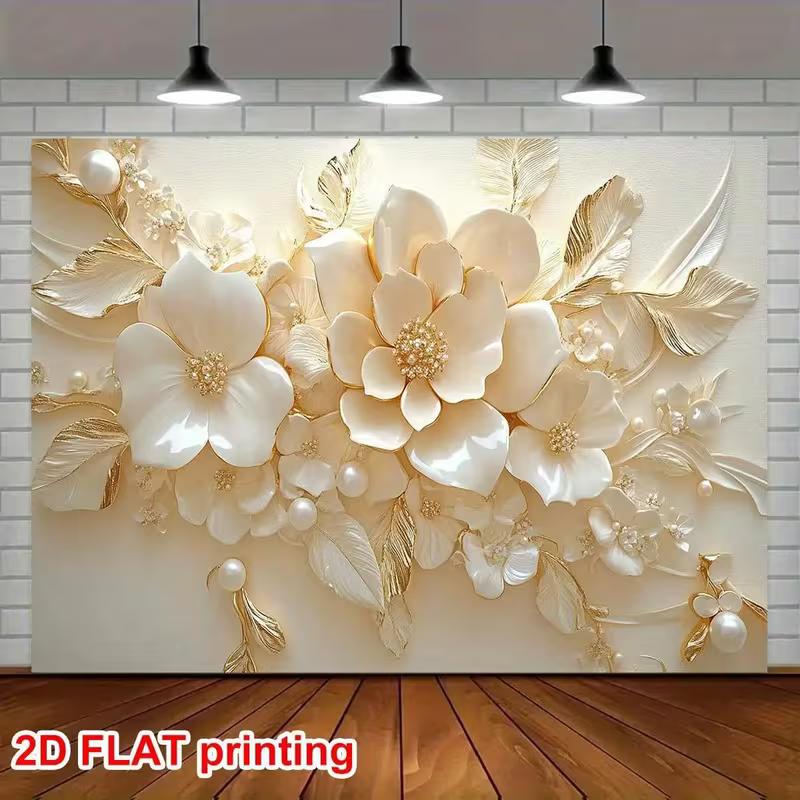 2D Modern Cream Floral Wall Art Backdrop, Photography Background for Studio Sessions & Luxury Brand Shoots