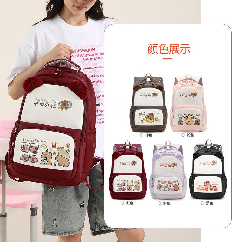 New high-value backpack large-capacity schoolbag for female junior high school students, light, fashionable and versatile, casual and simple backpack