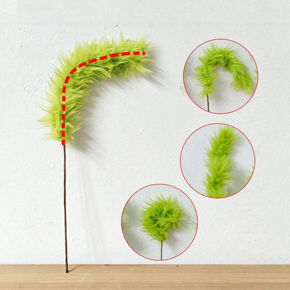 10pcs Artificial Fluffy Green Curling Rod Decoration Simulation Green Plants  Home Indoor Outside