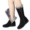 Versatile Snow Boots, Women's Shoes, Fleece Thickened Mid-calf Boots, Wedge Heels, Anti-slip and Warm Cotton Boots