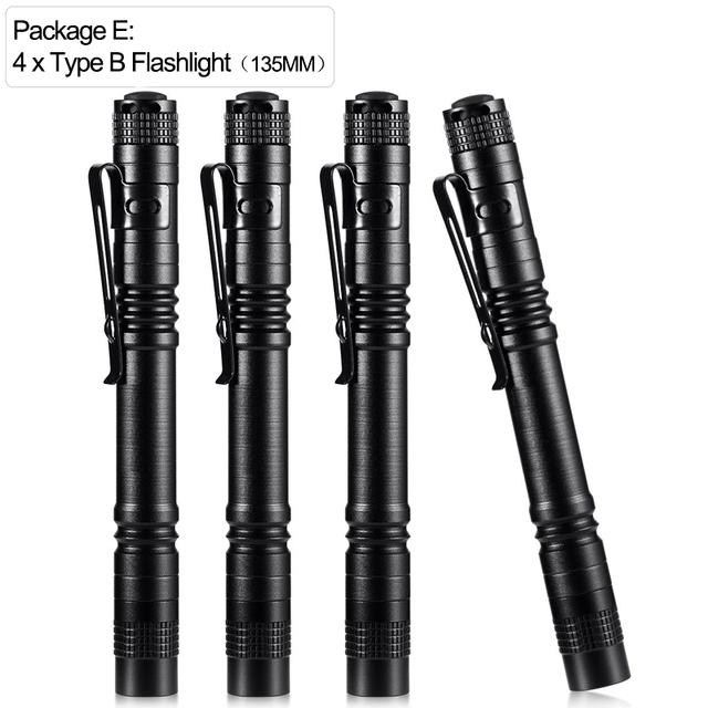 D5 4 PCS Super Small Mini LED Flashlight Torch Handheld edc Pen Light Linterna Pocket Torch for Camping Fishing Lantern Lights
