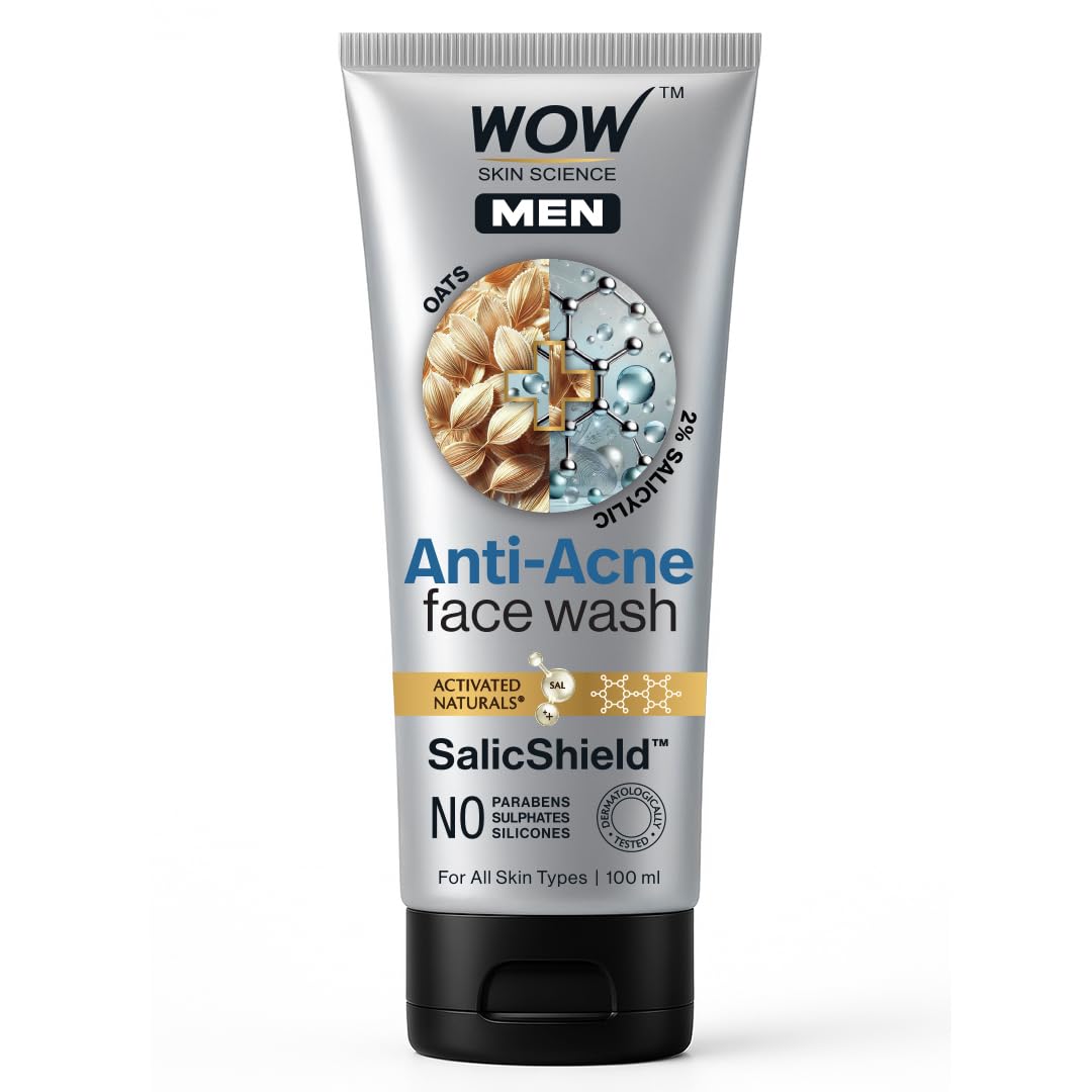 

WOW Skin Science Men Средство для умывания лица против акне с экстрактом овса и 2% салициловой кислотой | Направлено на борьбу с высыпаниями и контроль жирности | 100 мл