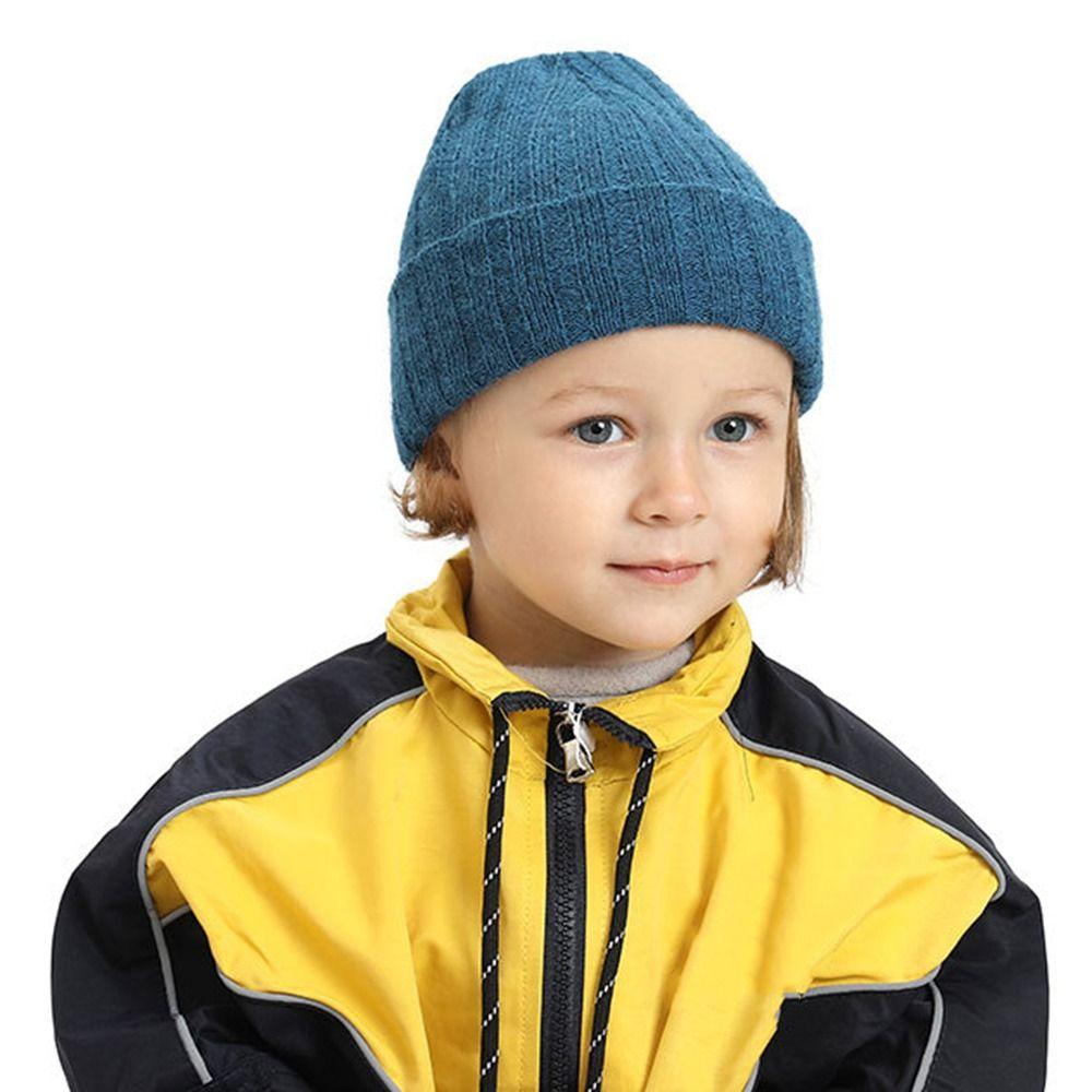 Soft Warm Kids Knitted Beanie Hat Solid Color Casual Knit Cap Casual Winter Cap For Children