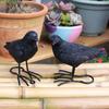 1 Pair Simulation Crow Ornament Innovative Festival Home Garden Animal Decoration Statue Resin