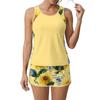 Women’s Sleeveless Tank Top and Shorts Set Floral Print Casual Two Piece Outfit Lightweight Breathable Material for Summer Activities