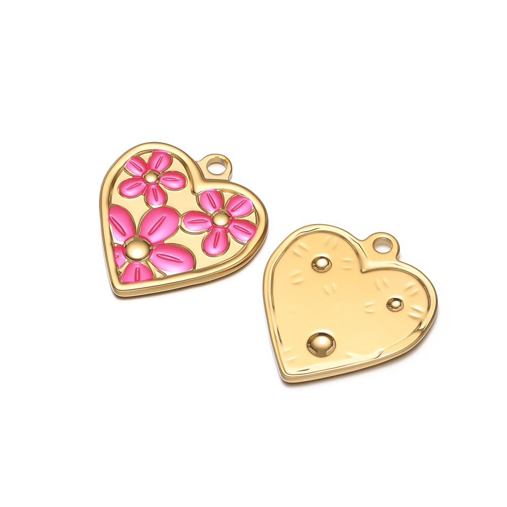 4pcs Stainless Steel Daisy Enamel Flower Hearts Charms for DIY Girls Jewelry Findings Women Necklace Pendants Earrings Making