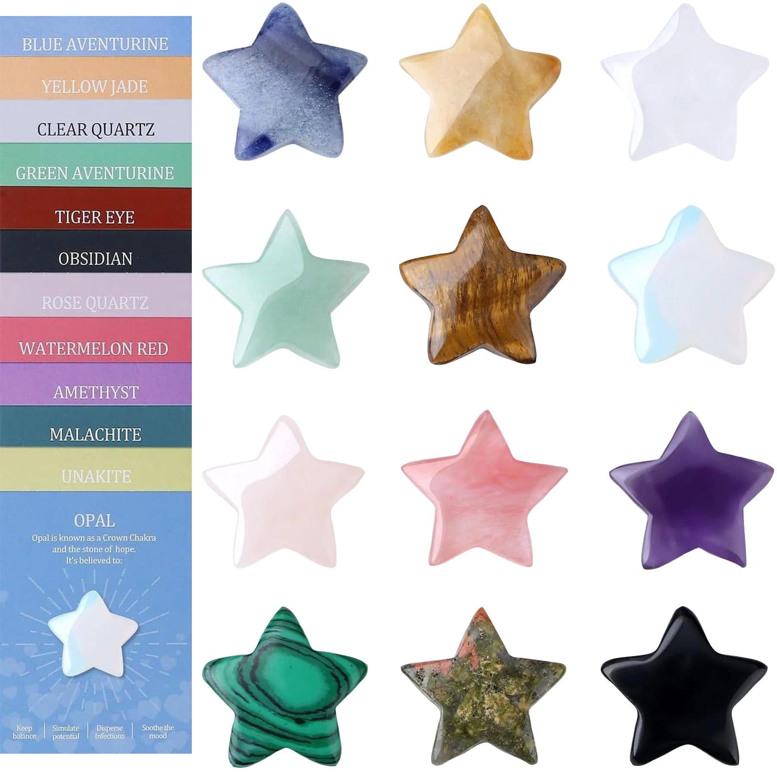 

Artificial Crystal Star Cards For Exchanging Gifts, Decorative Stone Card Gifts, Children s Gifts(12pcs/set ) one size белый
