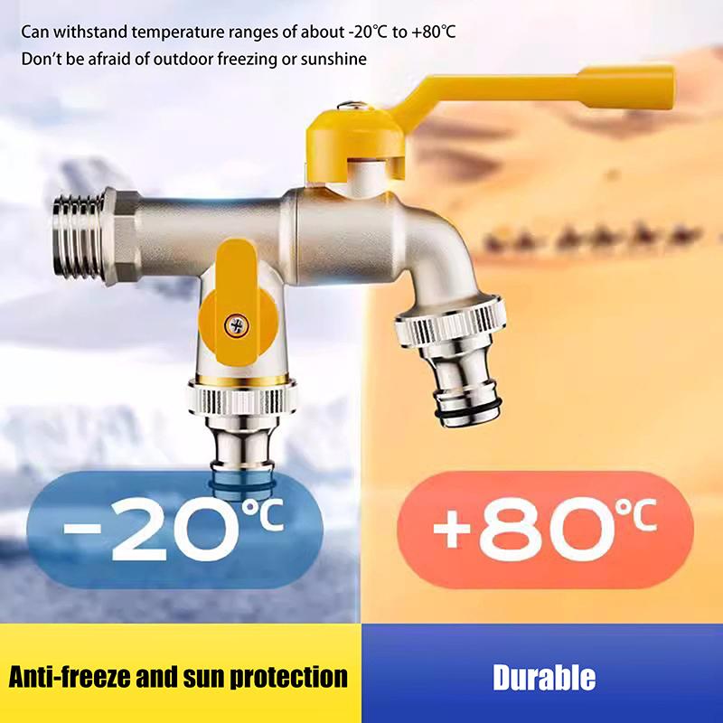 Gartenschlauch Wasserhahn Adapter 1/2'' 3/4'' IBC Wassertankanschluss mit 2 Ausgängen Bewässerungsverbinder Ersatzverschraubung