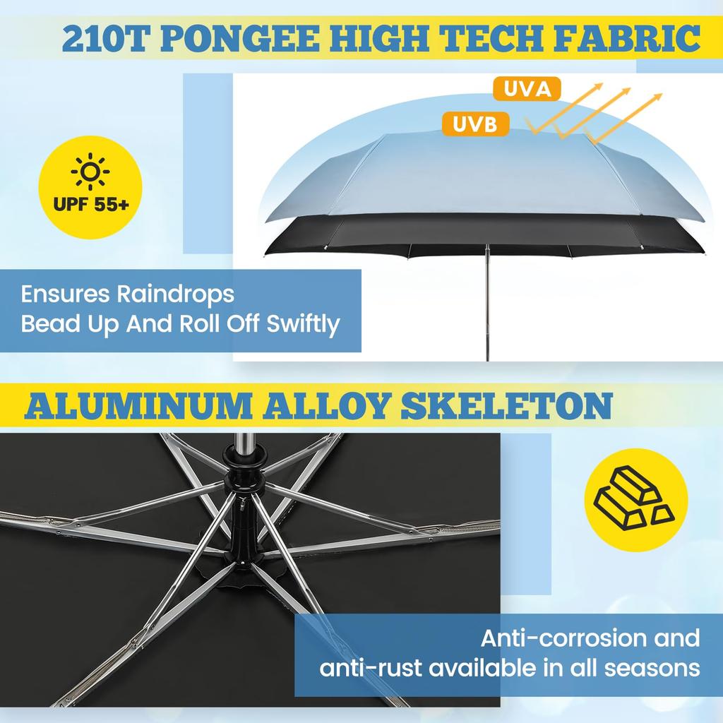 ZOMAKE Folding UV Aluminum Alloy Automatic Light Heat Suitable for Sun and Includes Storage Case Umbrella, Ultra-Lightweight, Protection,
