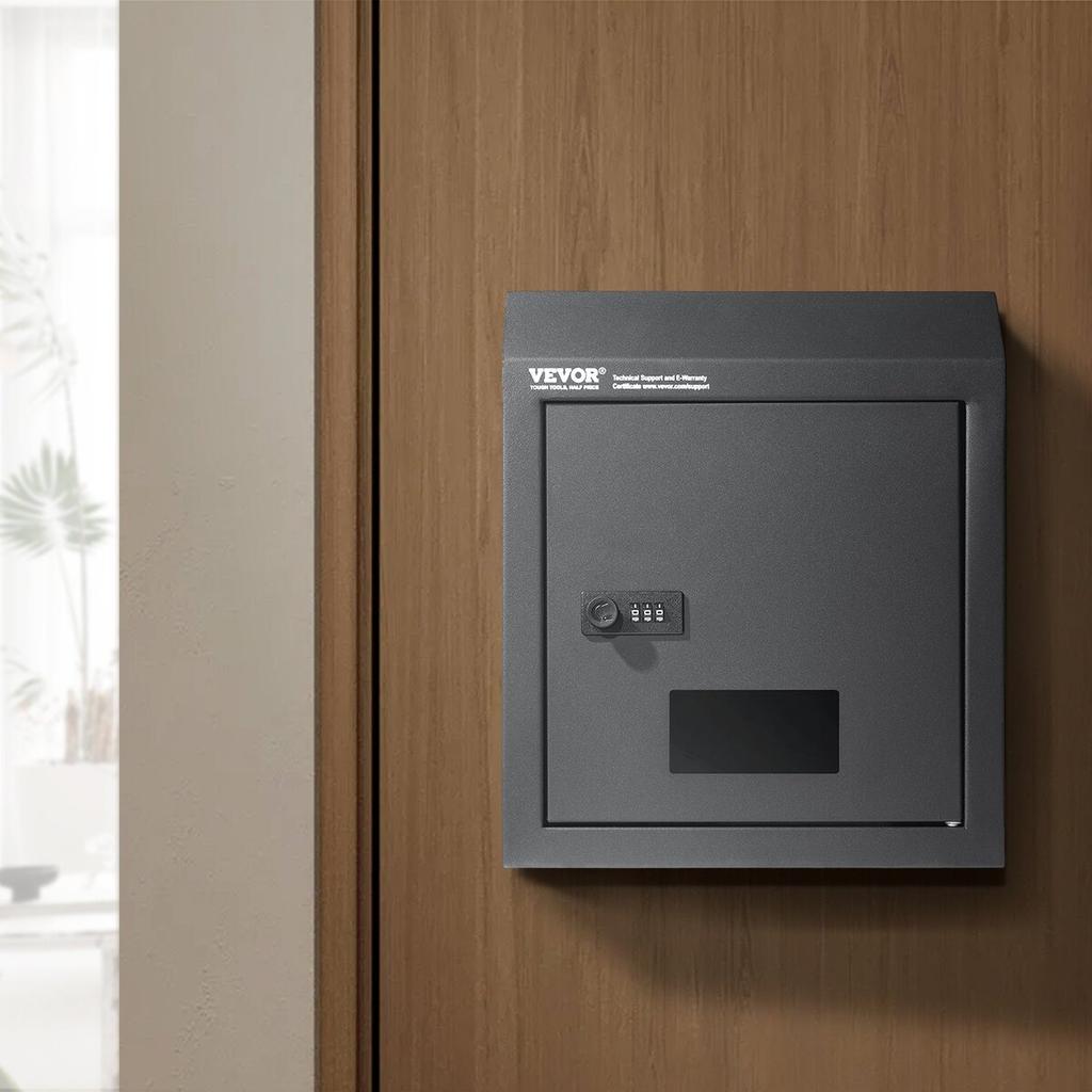 Durch die Tür Schlüsselbox Briefkasten mit Zahlenschloss Dunkelgrau