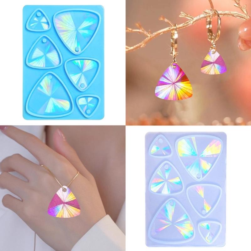 Holographic Resin Silicone Mold DIY Triangle Earrings Keychain Pendant Mould Light and Shadow Crystal Epoxy Molds Crafts