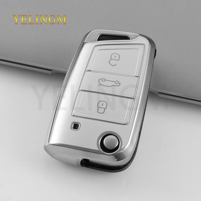 Car Tpu Key Case Cover For Vw Volkswagen Golf 7 Mk7 Tiguan Mk2 T-Roc T-Cross Skoda Octavia Kodiaq Karoq Seat Ateca Leon Fob