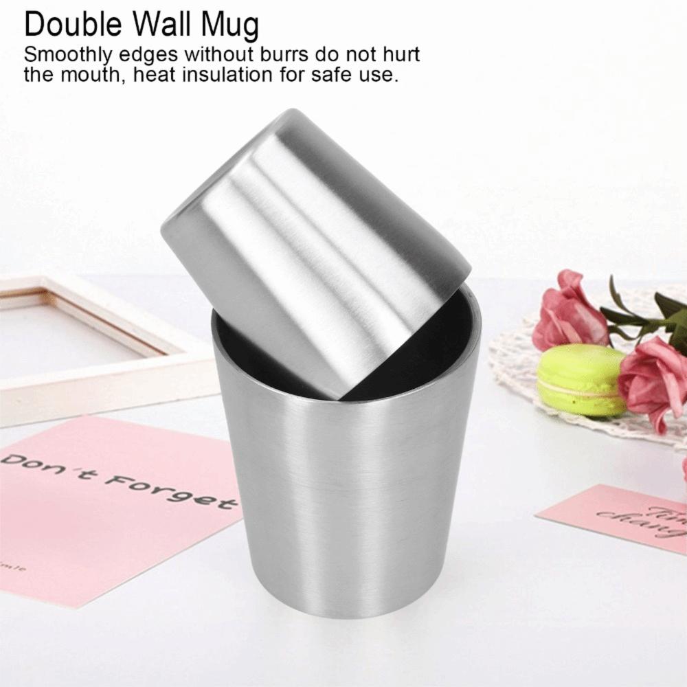 2pcs Set Double Wall Vacuum Stainless Steel Mugs 304 Stainless Steel Coffee Wine Cups For Beer Wine