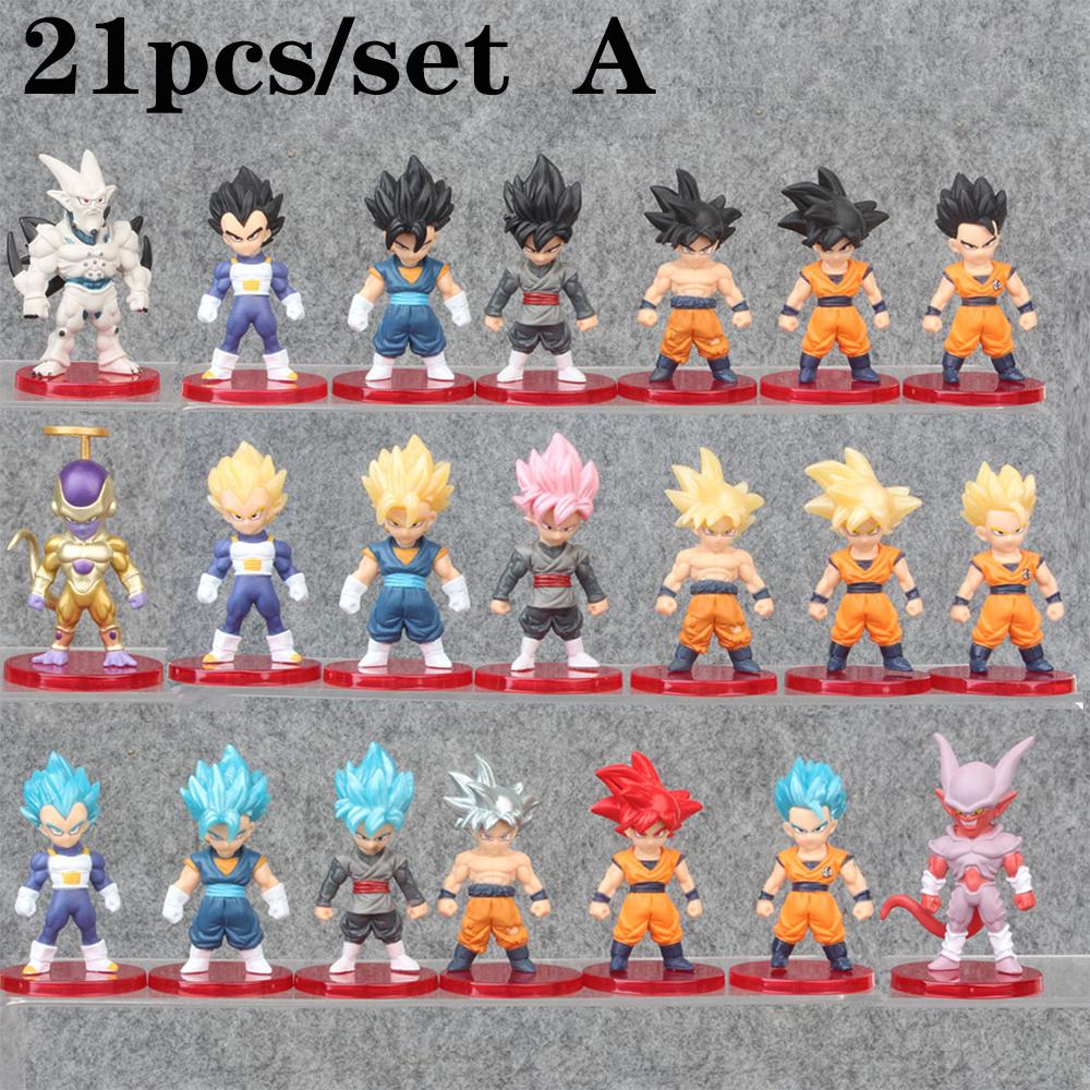8-21PCS Dragon Ball Set Super Son Goku Vegeta Broly Buu Action Figure Anime Figurines Ultra Instinct Model Gifts Toys Z Round Sensory Compression