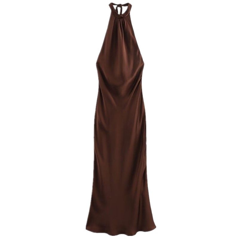 Fashion Style 2024 Summer Women's New Sleeveless Open Back Silk Satin Texture Loose Dress 3274548 700