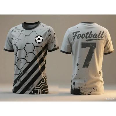 Men's Football Shirt Summer Outdoor Sports Quick-drying Raining Round Neck T-shirt 3D Printing Top Breathable Short Sleeve