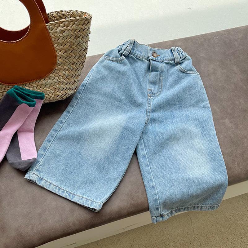 

Свободные прямые джинсы для девочек, удобные для кожи и дышащие повседневные брюки 9