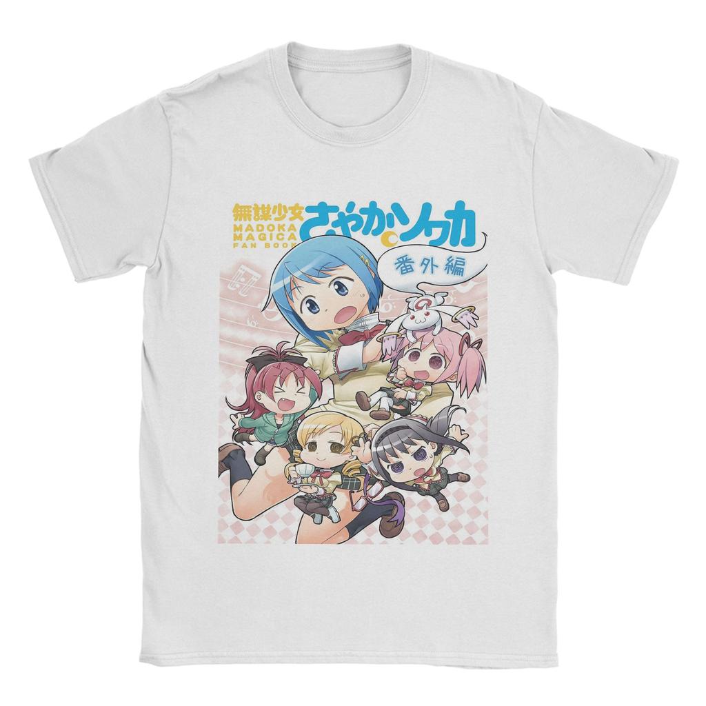 Puella Magi Madoka Magica Qbey Tshirts Men's Cotton Tops Priting Cute Kyubey Anime Round Neck Short Sleeve