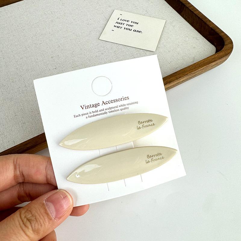 

Заколка для волос, простая тонкая заколка в виде утиного клюва ивы, заколка для бахромы на лбу, набор из двух частей в стиле ретро белый