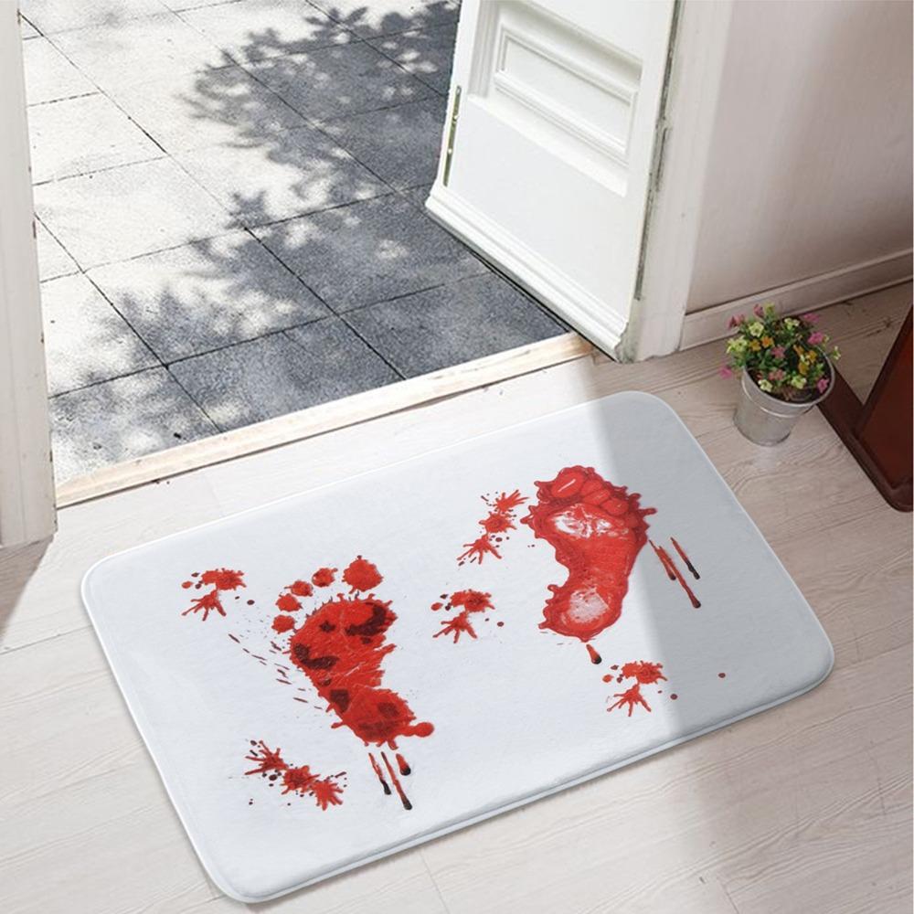Non Slip Halloween Blood Footprint Doormat Quick Dry Kitchen Mat Blood Stain Floor Mat Party