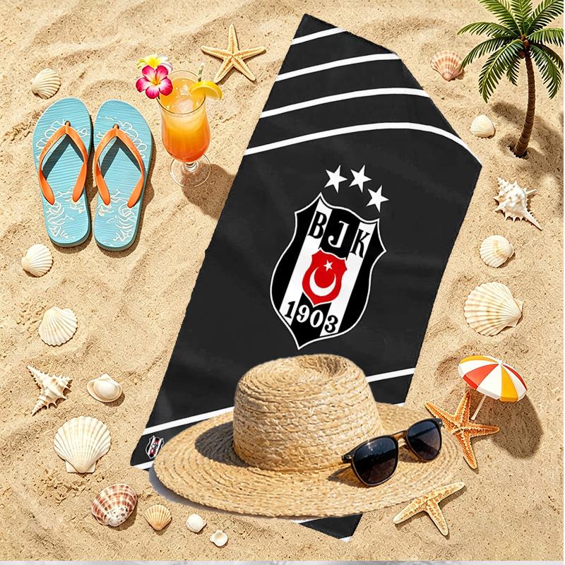 Besiktas J.K Print Beach Towel, Versatile Lightweight Absorbent Beach Towel for Pool Surf Yoga Bathroom, Perfect Birthday Holiday Gift