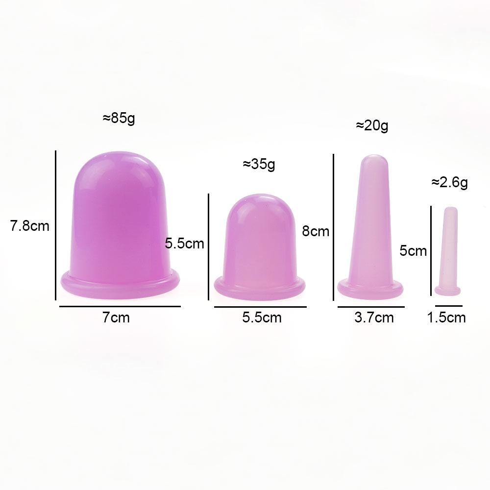 4-teiliges Silikon-Vakuum-Schröpfset, Schröpfgläser, Dosen, Saugnapftherapie, Rücken- und Körperentgiftungsmassage, Anti-Cellulite