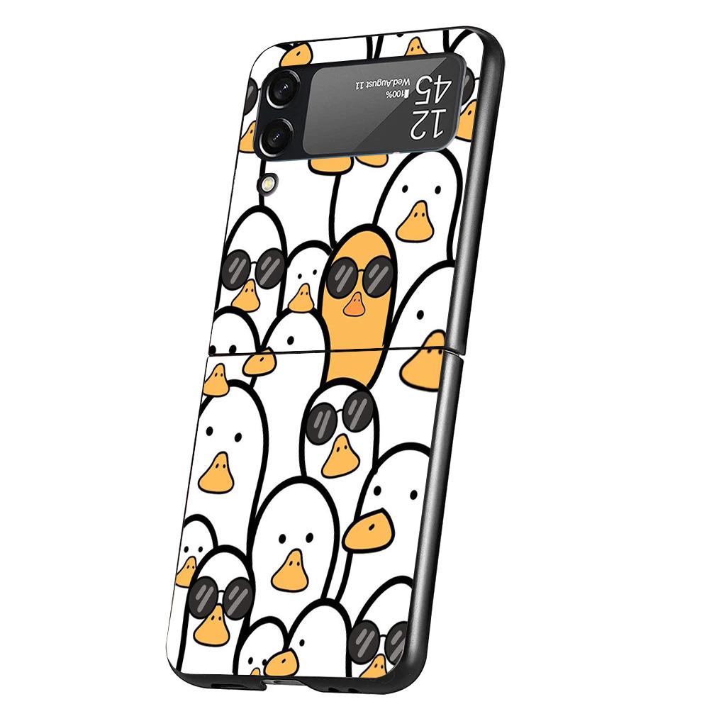 

Cartoon Duck Goose Game Cover Phone Case For Samsung Galaxy Z Flip 7 6 5 4 3 5G Flip7 Flip6 Flip5 Flip4 Flip3 Black Fundas Shell Samsung Z Flip 6