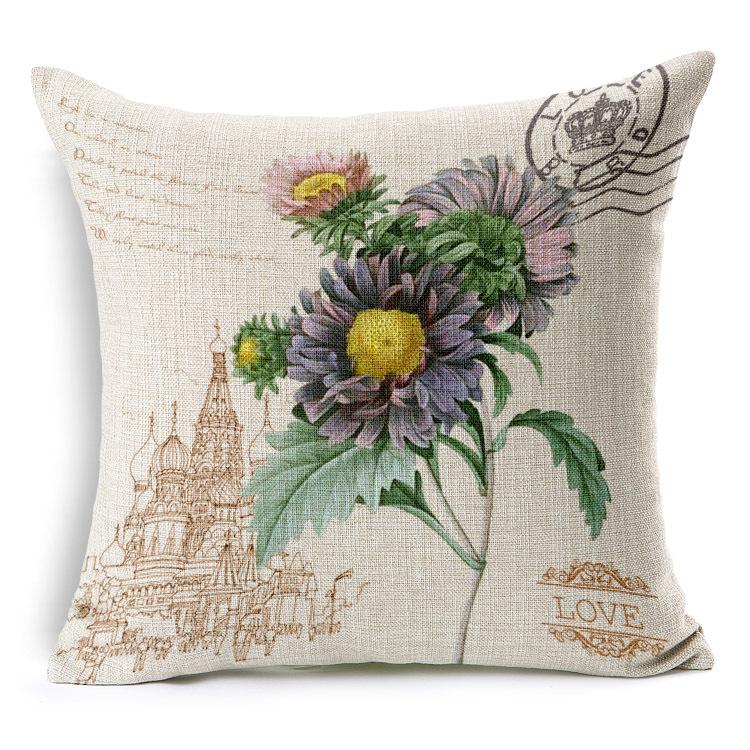 Retro Colorful Flowers Pillows Floral Pillowcase For Home Decorative Decoration Sofa Pillowcase