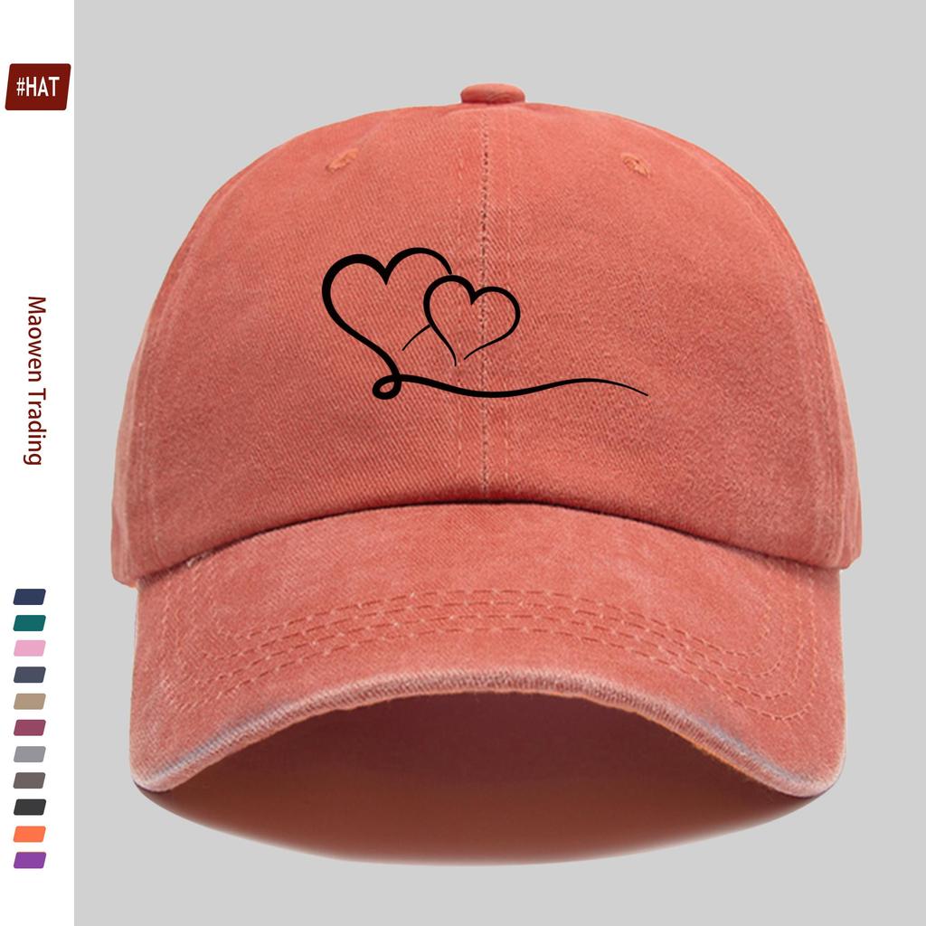 Pc Einfacher Herzlinien-Print Baseballkappe Unisex-Design Sonnenhut Mehrfarbig erhältlich Papa-Kappe Bequemer Leichter Sonnenhut