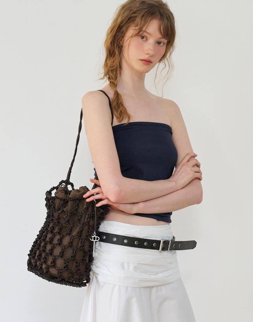 Athe Vanessabruno Khaki Weaving Net Shoulder Bag M Aaba6E861K2