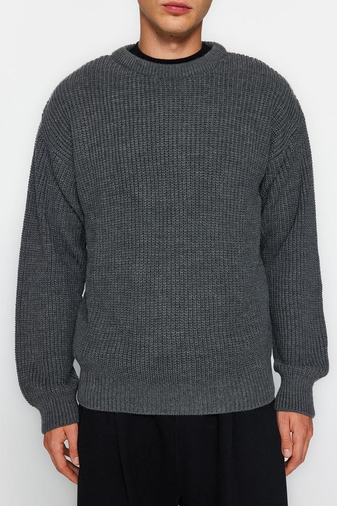 Herrenmode Neuer Pullover Altrosa Oversize-Passform Weite Passform Rundhalsausschnitt Basic Strickwaren Pullover