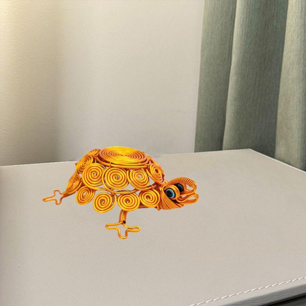 Woven Aluminum Wire Tortoise Figurine Model Turtle Retro Ornaments Desktop Decorative