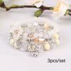 3er Set Bohemian Schmuck mit Schleifen- und Herzdesign, Handgefertigtes Perlen-Trend-Mehrlagenarmband für den Alltag