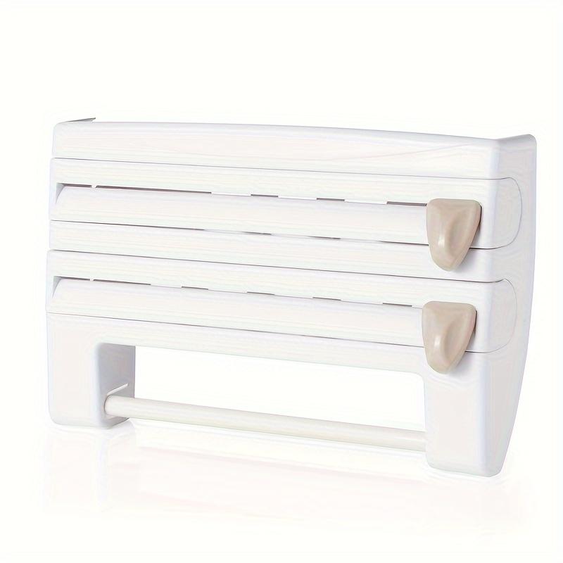1PC Kitchen Shelf Cling Film Organizer with Cutter, Tin Foil Cutting, Paper Towel Holder, Towel Rack Multifunctional Storage
