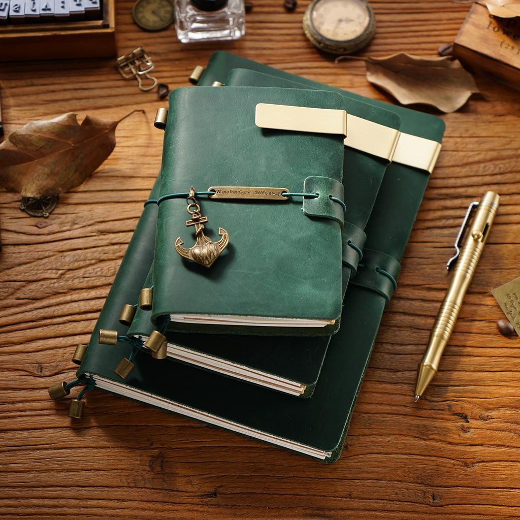 2026 First Layer Cowhide Notebook Genuine Leather Retro Travel Notebook Handmade Loose-leaf Notepad Diary Spot