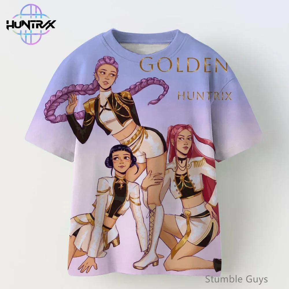 Anime Clothing Casual Fashion Children Kpop Demon Hunter 3D Short Sleeved Summer Boy and Girl T-shirt